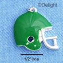 C1127* - Football Helmet Green Silver Charm (6 charms per package)