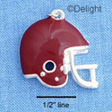 C1128* - Football Helmet Maroon Silver Charm (6 charms per package)