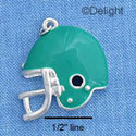 C1133* - Football Helmet Teal Silver Charm (6 charms per package)