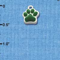 C1140 - Paw Green Silver Charm Mini (6 charms per package)