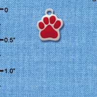 C1144 - Paw Red Silver Charm Mini (6 charms per package)