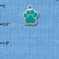 C1146 - Paw Teal Silver Charm Mini (6 charms per package)