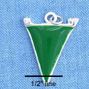 C1153 - Pennant Green Silver Charm Mini (6 charms per package)