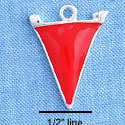 C1157 - Pennant Red Silver Charm Mini (6 charms per package)