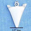 C1160 - Pennant White Silver Charm Mini (6 charms per package)