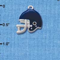 C1177* - Small Blue Football Helmet Charm - Silver Charm (6 charms per package)