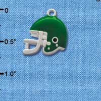 C1179* - Small Green Football Helmet Charm - Silver Charm (6 charms per package)