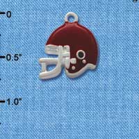 C1180* - Small Maroon Football Helmet Charm - Silver Charm (6 charms per package)