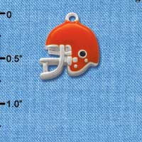 C1181* - Small Orange Football Helmet Charm - Silver Charm (6 charms per package)