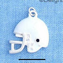 C1186* - Football Helmet White Silver Charm  (6 charms per package)