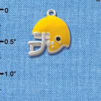 C1187* - Football Helmet Yellow Silver Charm (6 charms per package)