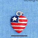 C1189 - Heart USA 1 Star Silver Charm Mini (6 charms per package)