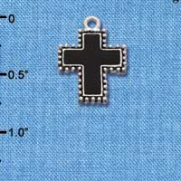 C1196 - Cross Bead Black Silver Charm (6 charms per package)