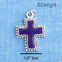 C1197 - Cross Bead Purple Silver Charm (6 charms per package)