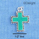 C1198 - Cross Bead Teal Silver Charm (6 charms per package)