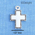 C1200 - Cross Bead White Silver Charm (6 charms per package)