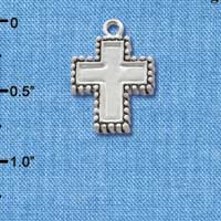 C1202 - Cross Bead Plain Silver Charm (6 charms per package)