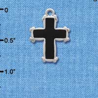 C1203 - Cross Black Silver Charm (6 charms per package)