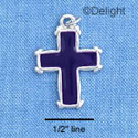 C1204 - Cross Purple Silver Charm (6 charms per package)