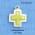 C1210 - Cross Glass Shiny Yellow Silver Charm (6 charms per package)