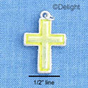 C1216 - Cross Glass Yellow Silver Charm (6 charms per package)