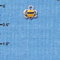 C1222 - Bee Front Yellow Silver Charm Mini (6 charms per package)
