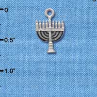 C1233 - Menorah Blue Silver Charm (6 charms per package)