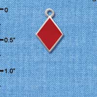 C1252 - Card Suit Diamond Silver Charm (6 charms per package)