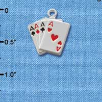 C1253 - Card Hand Aces Silver Charm (6 charms per package)