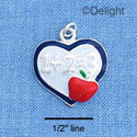 C1268 - Slate Heart 1+2 Silver Charm (6 charms per package)