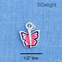 C1274 - Butterfly Pink Purple Silver Charm (6 charms per package)