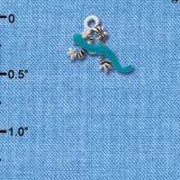 C1301 - Lizard Teal Silver Charm (6 charms per package)