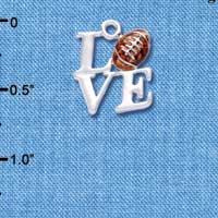 C1314 - Love Silver Football Silver Charm (6 charms per package)