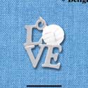C1316 - Love Silver Volleyball Silver Charm (6 charms per package)