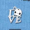 C1317 - Love Silver Soccer ball Silver Charm (6 charms per package)