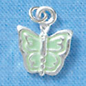 C1321 - Butterfly Green Pastel Silver Charm (6 charms per package)