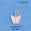 C1323 - Butterfly Pink Pastel Silver Charm (6 charms per package)