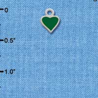 C1327+ - Heart Green 2 Sided Silver Charm Mi (6 charms per package)