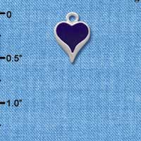 C1329 - Heart Long Purple Silver Charm Mini (6 charms per package)