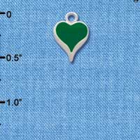 C1330 - Heart Long Green Silver Charm Mini (6 charms per package)