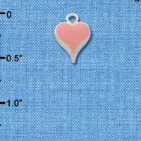 C1331 - Heart Long Pink Silver Charm Mini (6 charms per package)