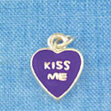 C1335 - Heart Kiss Me Purple Silver Charm M (6 charms per package)