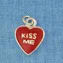 C1336 - Heart Kiss Me Red Silver Charm Mini (6 charms per package)