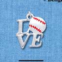 C1341 - Love Silver Baseball Silver Charm (6 charms per package)