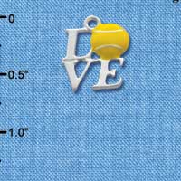 C1342 - Love Silver Tennis ball Silver Charm (6 charms per package)