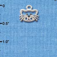 C1351 - Cat Face Outline Silver Charm (6 charms per package)