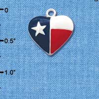 C1354 - Heart Texas Lone Star Silver Charm (6 charms per package)