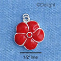 C1375 - Pansy Stone Red Silver Charm (6 charms per package)