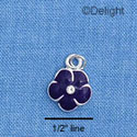 C1376 - Pansy Stone Purple Silver Charm Min (6 charms per package)