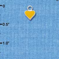 C1390+ - Heart Yellow 2 Sided Silver Charm Mini (6 charms per package)